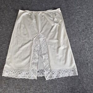 Vintage Mel-Lin Half Slip Womens Large White Nylon Lace Front Slit Made USA